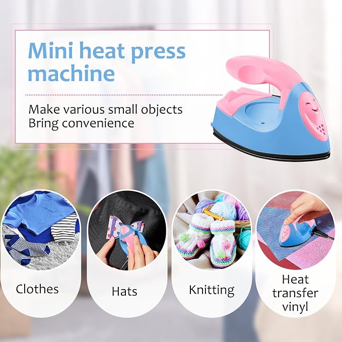 Honoson Mini Craft Iron with Charging Base Tiny,Dark Pink,Sky Blue