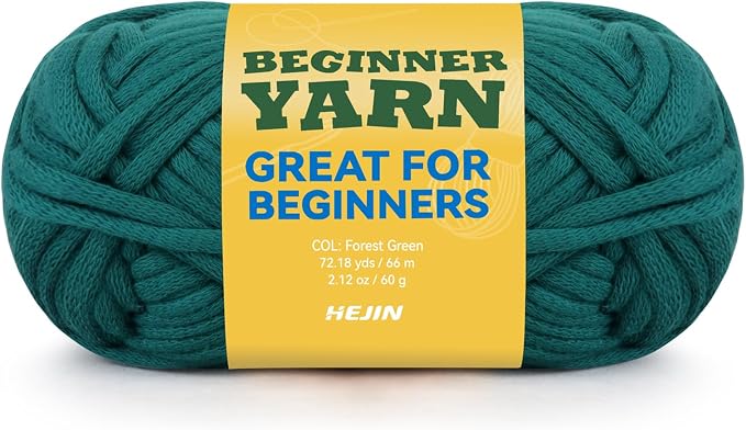 60g Forest Green Yarn for Crocheting and Knitting;66m (72yds) Cotton Yarn for Beginners with Easy-to-See Stitches;Worsted-Weight Medium #4;Cotton-Nylon Blend Yarn for Beginners Crochet Kit Making