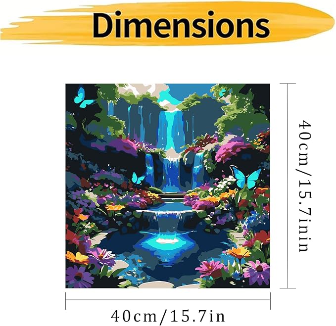 Landscape Scenery Paint by Numbers Kit for Adults Beginner 16X16 inch | Waterfall Adult Paint by Number Kits on Canvas, DIY Acrylic Oil Easy Painting by Numbers for Home Wall Decor (Without Frame)