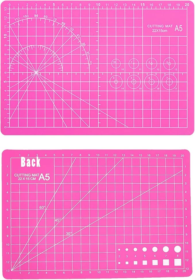 A5 Self-Healing Cutting Pads, Small Cutting Mat, Professional Double Sided Durable Cutting Mat, Great for Hop Scrapbooking, Quilting, Fabric, Sewing Craft Projects (Pink, A5)