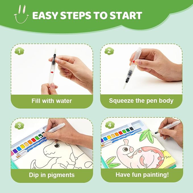 Paint with Water Coloring Books for Kids - Water Coloring Painting Book for Toddlers, 24Pages Drawing Activity Dinosaur No Mess Art for Kid Ages 3-8, Arts Crafts Activities Holiday Gift for Girls Boys