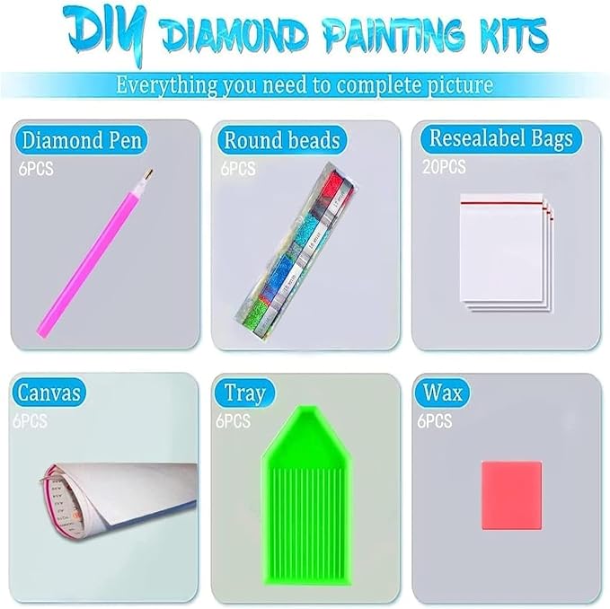 DOTSOPS 6 Pack Landscape Abstract Diamond Painting Kits Art Adults | Painting Kit,Crafts DIY 5D Diamond Art Packs Kits.Full for Adults Beginner,Home Wall Decoration Gift 11.8 x 15.7 Inches