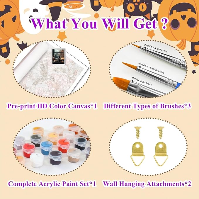 Fall Paint by Numbers Kit for Adults, Adult Paint by Number Kits 16x20 Inch | Halloween Painting by Numbers for Adults, Acrylic Paint, DIY Crafts for Adults, Ideal Gifts or Home Wall Decor, Frameless