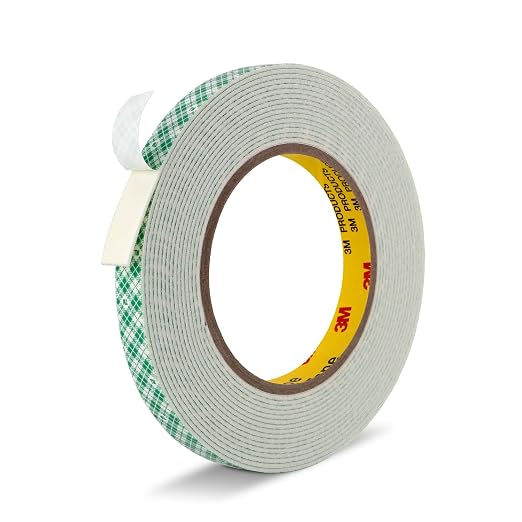 3M Double Sided Tape, 1/2" x 18Ft Foam Tape, 4032, Off White