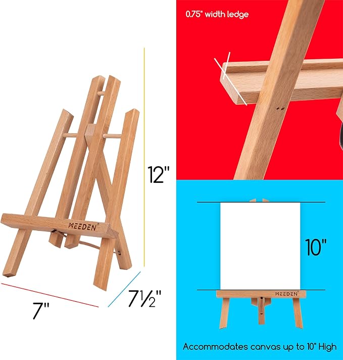 MEEDEN 12 Inch Small Tabletop Easel: 12 Pack Beech Wood Easel for Painting