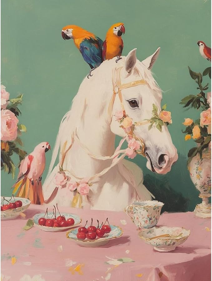 pchmcu Vintage Paint by Numbers Kits for Adults,Horse Parrot Paint by Number for Adults Beginner, Paint by Numbers Kits on Canvas for Home Wall Decor 16x20inch