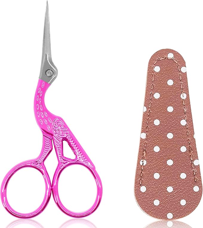 BIHRTC 3.6" Little Bird Scissors with Artificial Leather Cover for Crafts | 3.6 Inch Scissors with Faux Leather Protective Pouch for Sewing,Embroidery,Cross Stitch,Needlework,Handcraft,Art Projects