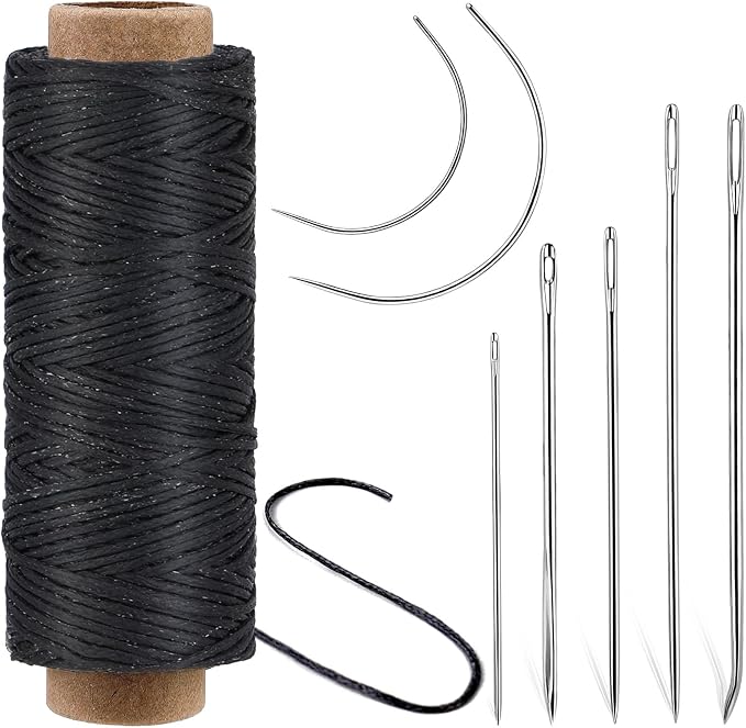 Black Waxed Thread 55 Yards, Leather Sewing Waxed Thread