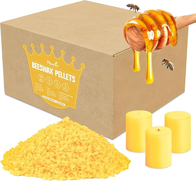 VIPwax Yellow Beeswax Pellets 10LB(4530g), Natural Organic Beeswax | Natural, Organic, Candle Making, Premium Beeswax, Body, Skin Care DIY, Lip Balm and Soap Making Supplies