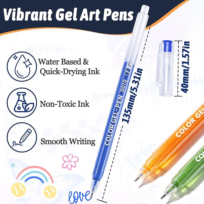 Colored Gel Pens for Coloring, 99 Colors 0.6mm Fine Point Gel Pens Colored Set for Adult Coloring Books, Journal Pen Markers for Journaling Supplies, Writing Drawing Note Taking School Office Home