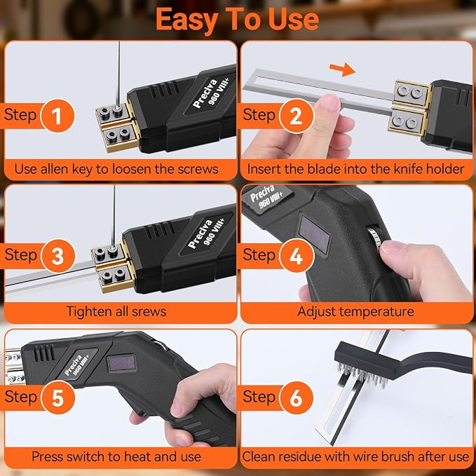 Preciva Hot Knife Foam Cutter with Digital Display, Electric Foam Cutting Tool Kit, Pure Copper Base, 20 Adjustable Temperatures with Overheat Protection, Ideal for PE Foam, XPS, Rope, Fabric, DIY