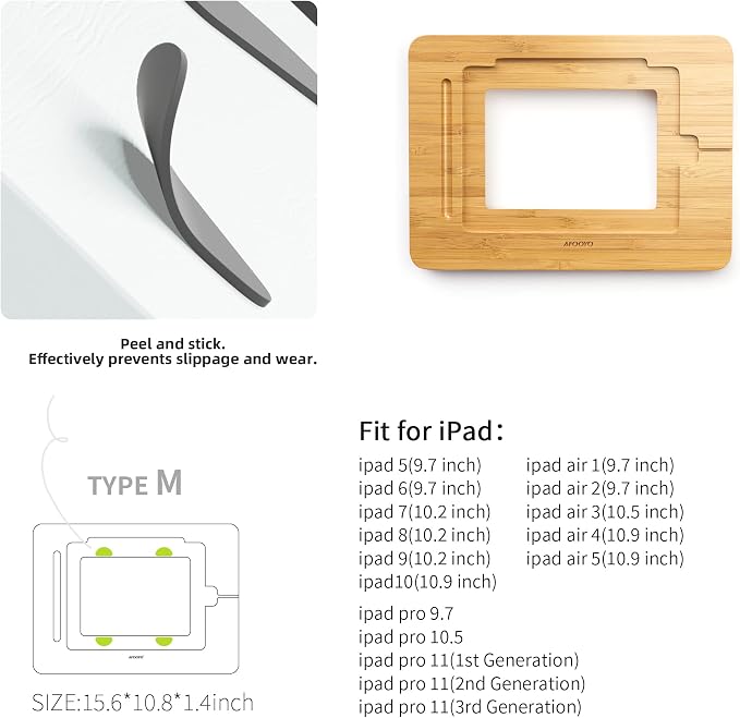 AFOOYO Bamboo Tablet Drawing Stand - Portable & Adjustable 5 Angles,Laptop Stands Riser, Book Reading Stand,Compatible with 9.7/10.2/10.5/10.9/11 inches