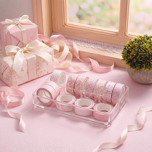 Gueevin 24 Rolls Floral Washi Tapes Set Scrapbook Supplies, Coquette | 15 mm Watercolor Flower Washi Tapes, Back to School DIY Craft Arts, Junk Journaling Planner Gift Wrapping Supplies
