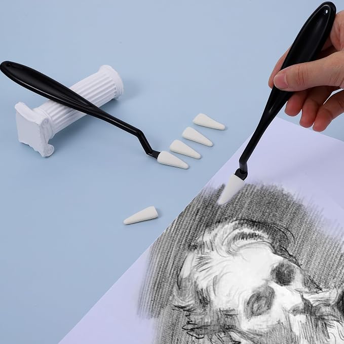 2pcs Paper Art Blending Stumps, Washable Sketch Trimmer, 2 Head Types, 20 Replacement Sponge Wipes, Sketch Drawing Tools Ideal for Highlighting, Shadowing, and Correcting Drawing