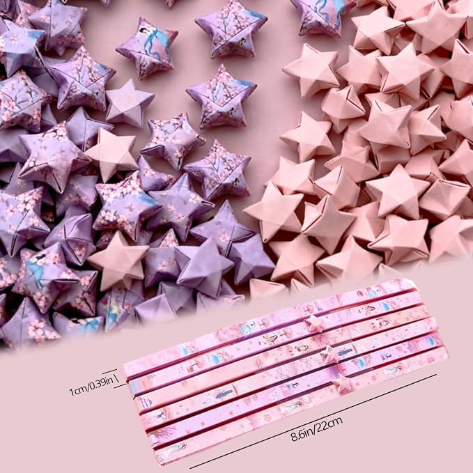 Origami Paper Stars, Colorful Handcraft Origami Lucky Star Paper DIY Paper Arts Creativity Hand Art Crafts (Cherry Blossom Girl(540) sheets)
