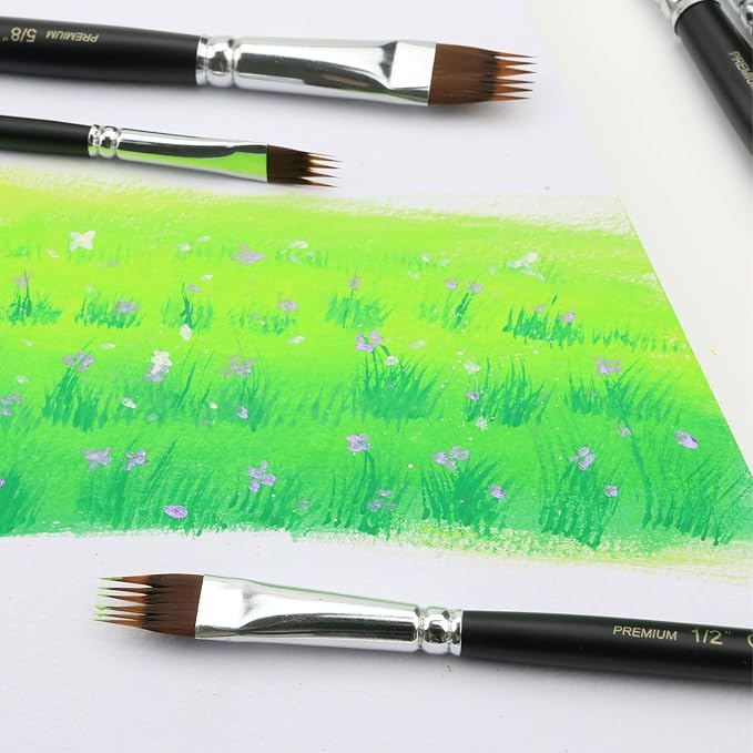 Grainer Brush Set, Texture Paint Brushes for Acrylic, Watercolor & Oil | Comb Paint Brush for Fur, Hair, Grass, Wood Grain & Feather Effects • Filbert Grainer Design • Korean Synthetic Nylon