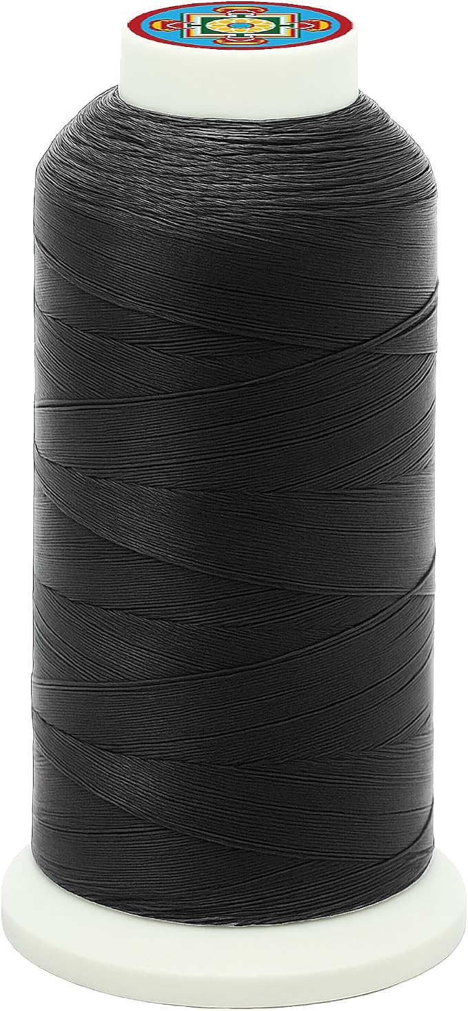 Mandala Crafts Size 69 210D T70 Black Bonded Nylon Thread, 1500 YDs