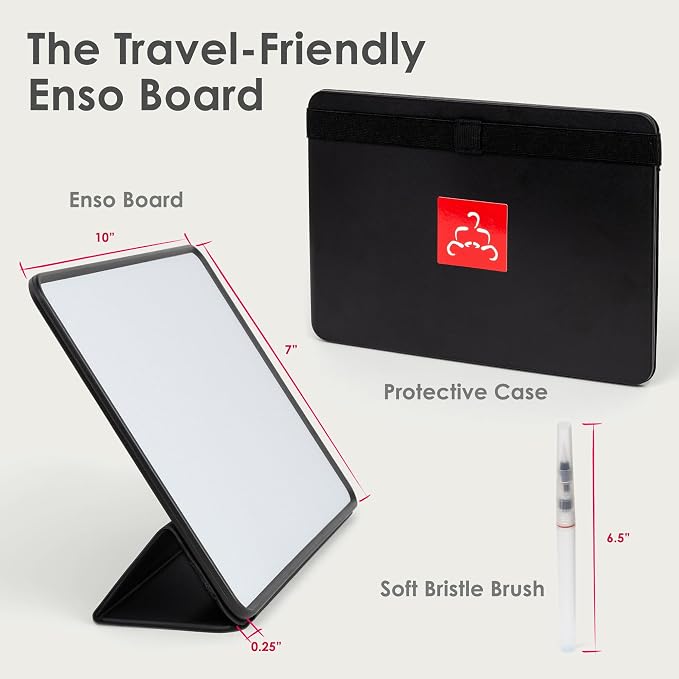 Buddha Board Enso – Portable Water Painting Board with Brush – Reusable Zen Drawing Canvas for Mindfulness, Meditation, and Creative Relaxation – Travel Art Set