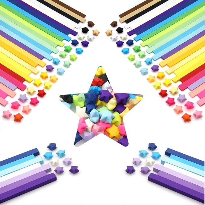 2160 Sheets Glitter Origami Star Paper Strips, Lucky Star DIY Hand Crafts