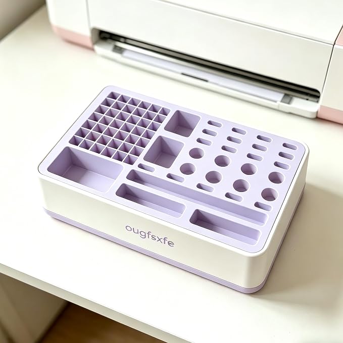 XL Tool Storage Rack Compatible with Cricut Maker, Desktop Organizer with Dedicated Compartments for Pens Blades and Cutting Accessories (Purple)