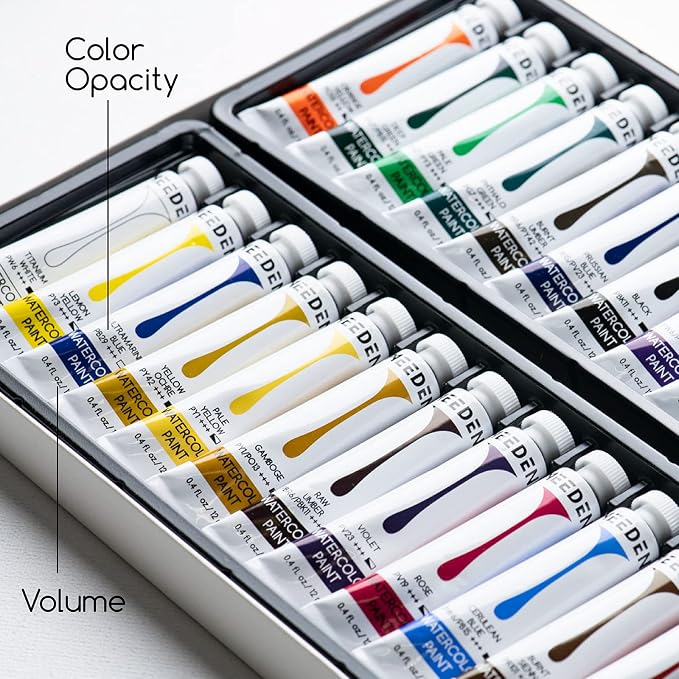 MEEDEN Watercolor Paint Tubes Set: 24 x 12ml (0.4 oz) Colors Painting Set