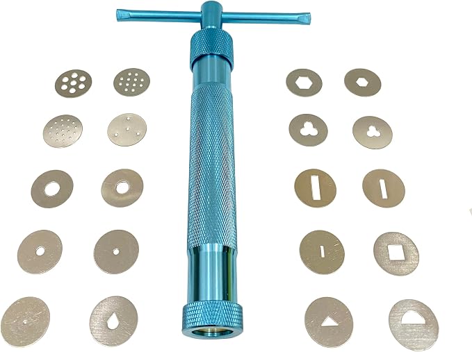 HEVERP Stainless Steel Clay Extruders Sugar Paste Extruder Cake Fondant Decorating Tool Set (Blue)