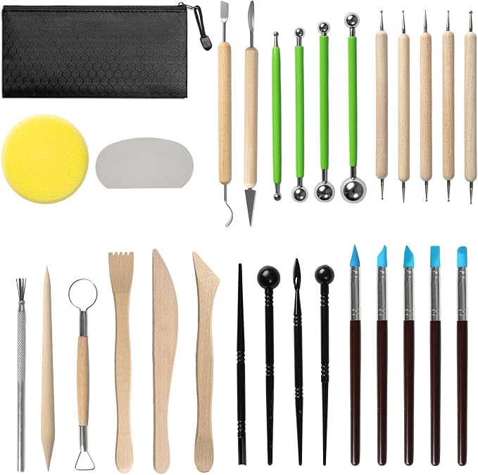 Leyclub 29 PCS Clay Tool, Clay Sculpting Tools Kit, Pottery Tools Can be Used for Stippling, Carving, Molding, and Shaping Clay Crafts, for Beginners, Hobbyists, Artists