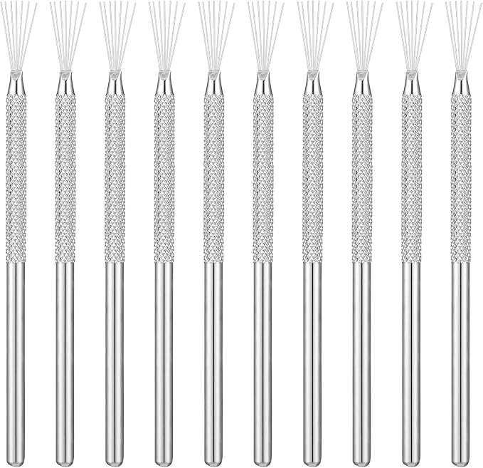 DIYOOHOMY 10 Pcs Clay Needle Tool Set, 7-Pin Polymer Clay Sculpting Tools for Pottery Scoring Texturing Carving, Feather Wire Texture Ceramic Modeling Detailing Nail Art DIY Craft Supplies