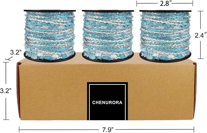 Artisanal Yarn Collection Multifiber Fancy Yarn for Knitting Crocheting Crafts DIY, Set of 3 Rolls (Ice Blue)