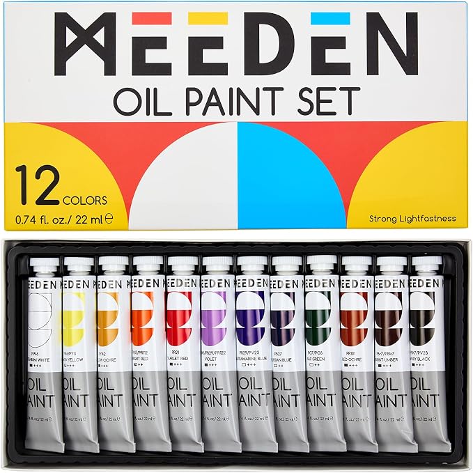 MEEDEN Oil Paint Set: Non-Toxic 12 x 22ml (0.74 oz) Color Oil Paints | Oil Color for Adults Students Beginners, Rich Pigment Art Paints for Canvas Painting