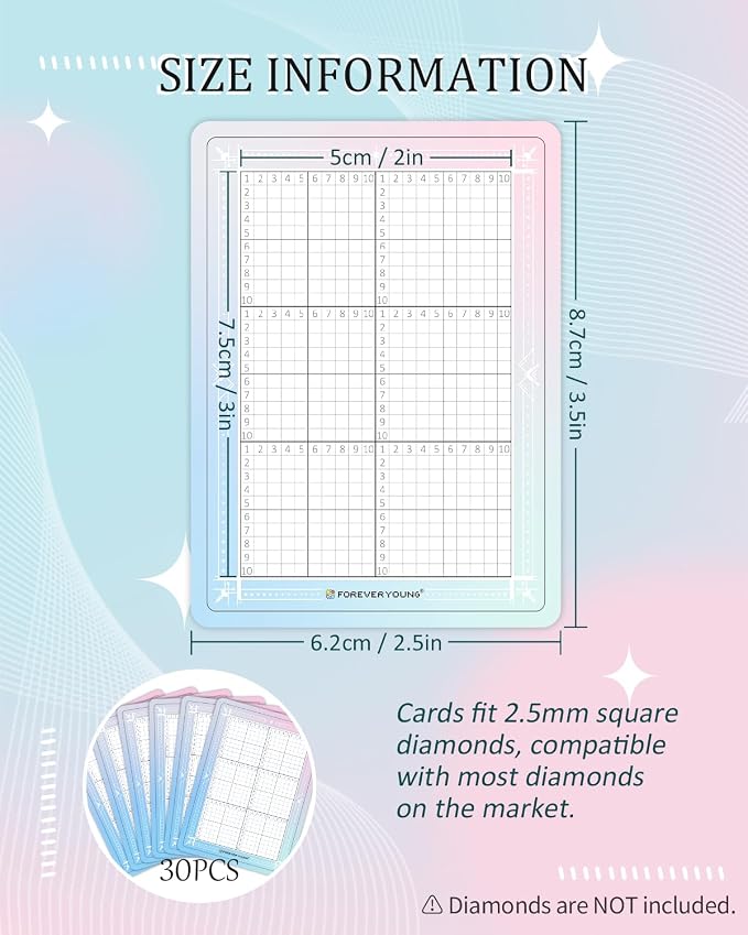 ForeverYoung Freestyle Mini Diamond Art Cards, No Pattern–Square, No Drills