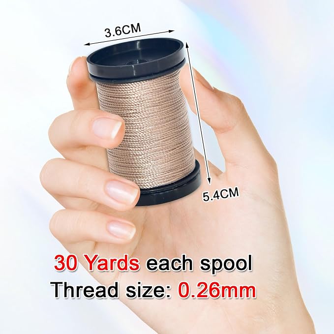 30 Yards Heavy Duty Extra Strong Upholstery Nylon Sewing Thread for Machine, Home, Hand, Craft, and Denim Leather，Color:Dark Tawny