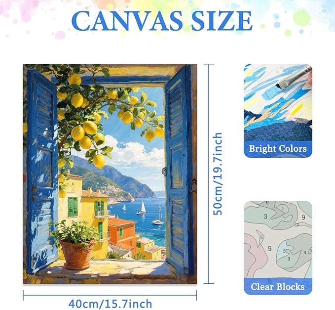 MIRCVSH Lemon Tree Paint by Numbers Kit for Adults,Scenery Oil Acrylic Painting Kits for Adult Beginners on Canvas,Unframed Landscape Paint by Number Kits for Home Wall Decor 16X20 Inch.