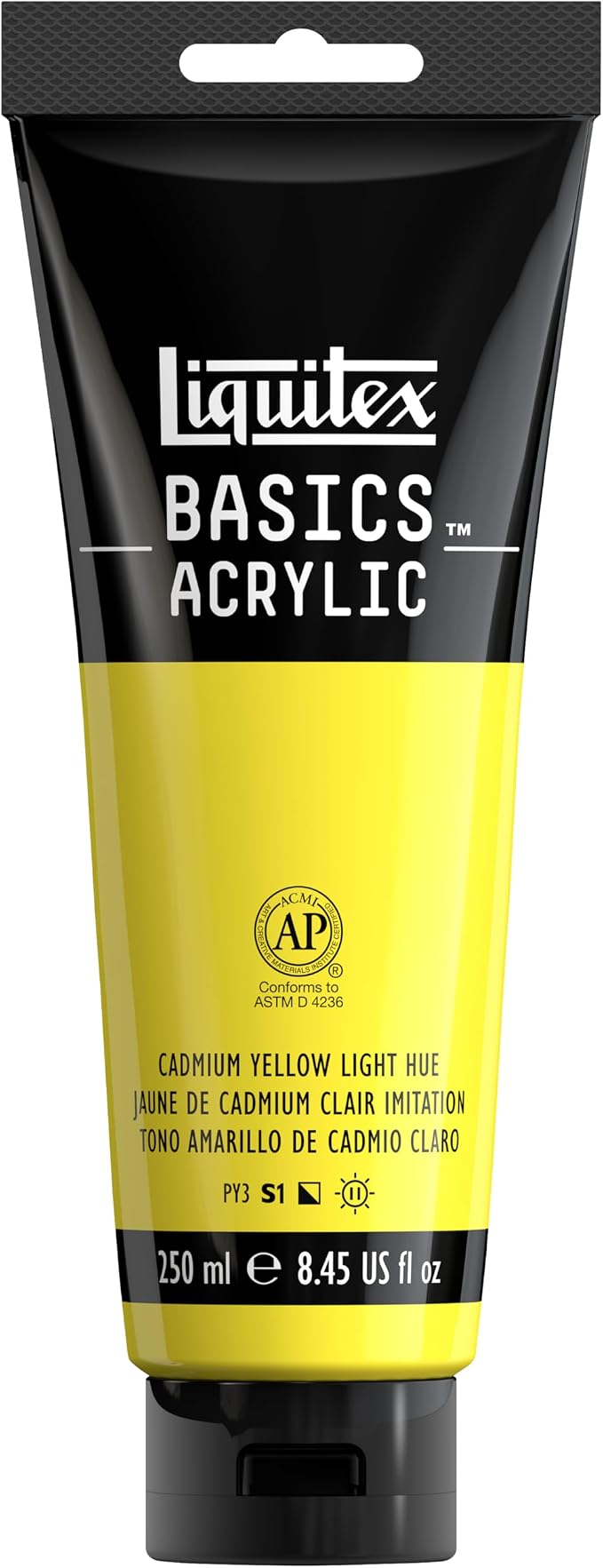Liquitex BASICS Acrylic Paint, 8.5-oz Tube, Cadmium Yellow Light Hue | Medium Viscosity, Satin Finish, Lightfast, Fine Art Pigments, Range of Opacities, Easy Blending
