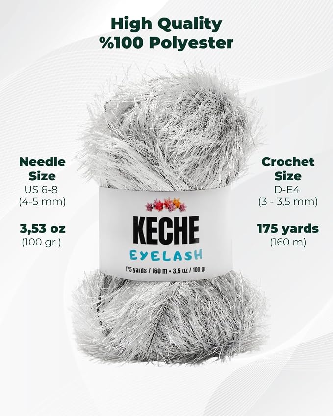 Eyelash Fun Fur Yarn - Premium Soft Crochet Yarn DIY Hand Knitting 100% Polyester 175 Yds 3.53 Oz (Pack of 3) - Black White