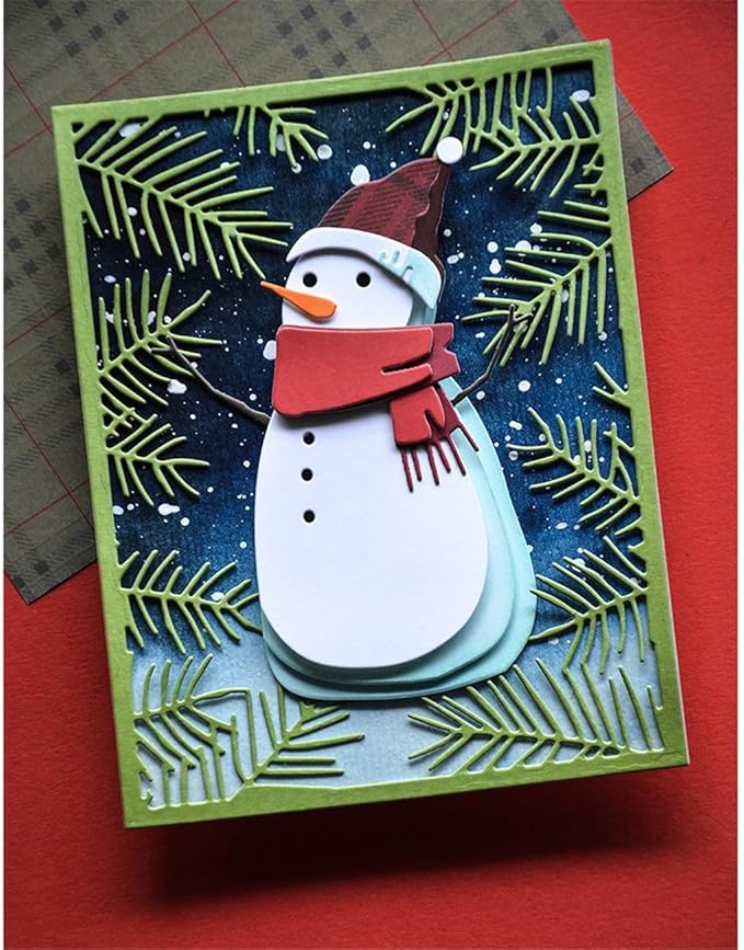 Cutting Dies 3D Background Frame Metal Stencils Scrapbooking Tools DIY Craft Carbon Steel Embossing Template for Paper Card Making Album Arts Supplies (Frame 14-coniferous 11.1x14.3cm)