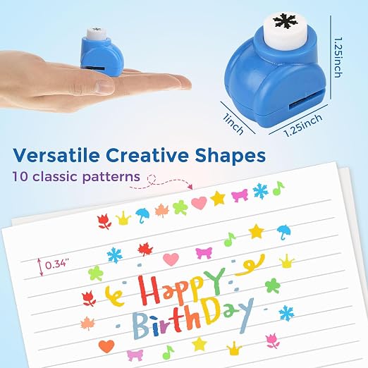 LOVEINUSA 10Pack Shape Paper Hole Punch Craft Set, Scrapbook Supplies | For DIY Crafting, Scrapbooking, Handmade Greeting Cards, Photo Albums, Mini Cutter Nail, and Festival Cards Projects