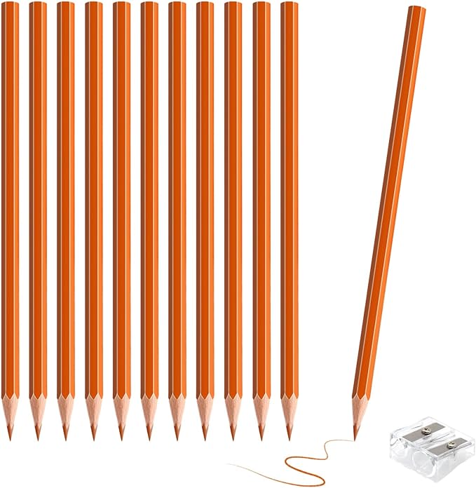 12 Pack Orange Colored Pencils for Kids, Pre-sharpened Art Pencils Back to School Supplies Set, Drawing Sketching Pencils for Students, Teachers, Classroom