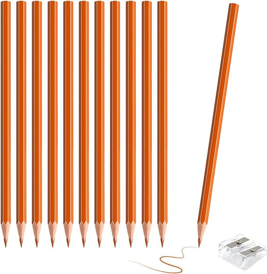 12 Pack Orange Colored Pencils for Kids, Pre-sharpened Art Pencils Back to School Supplies Set, Drawing Sketching Pencils for Students, Teachers, Classroom