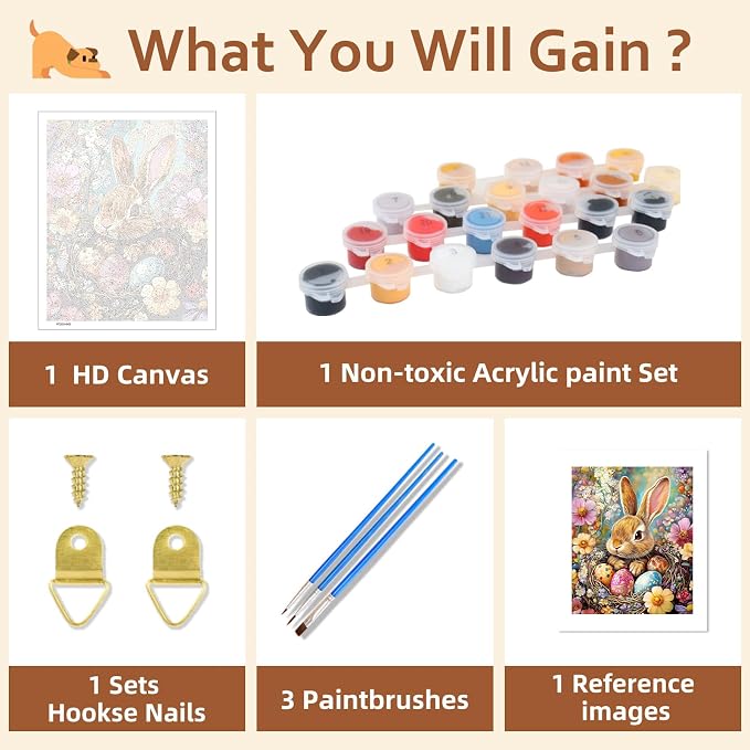 Reivworl Easter Paint by Numbers Kit for Adults Beginner 16×20 inch