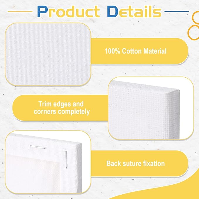 Maitys 100 Pcs 4x4 Inch Mini Canvas Boards for Painting 0.3in Thickness Small Stretched Canvas Bulk Blank Boards Art Panels for Kids Birthday School Project Home Decor Oil Acrylic Watercolor