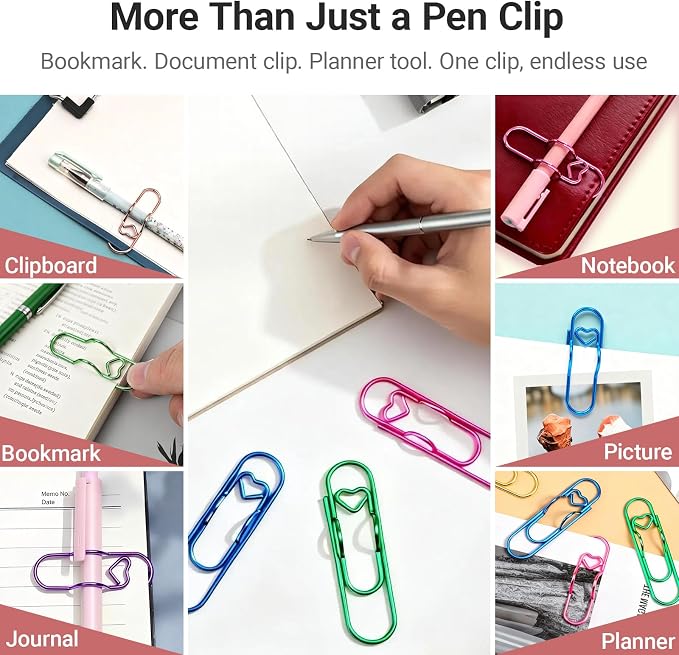 Metal Heart Pen Holder Paper Clip, 18 Pack Notebook & Journal Accessories