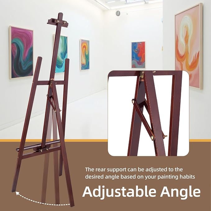 Falling in Art Adjustable Wooden Easel Stand for Painting&Display, Brown | Folding Art Easel for Display, Drawing, Wedding Sign and Poster, Suitable for Kids and Adults, Holds Up to 42"