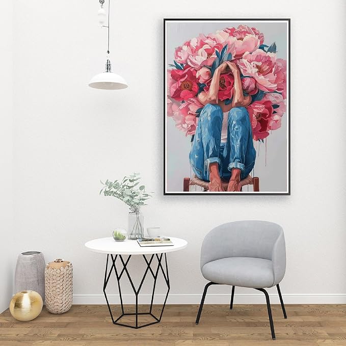 pchmcu Flowers Women Paint by Numbers Kits for Adults - Flowers Adult Paint by Number Kits - DIY Acrylic Oil Painting by Numbers for Home Wall Decor 16 x 20 Inch