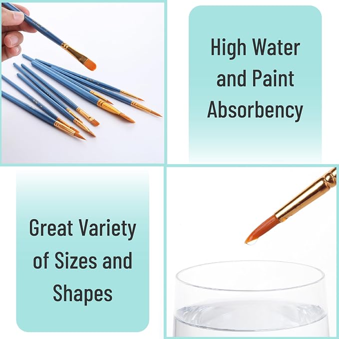 Mr. Pen- Acrylic Paint Brushes Set, 100 Pack, Round & Pointed Tip