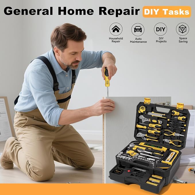 328 Piece Tool Kit for Home,Hand Repair Tool Set,Toolbox Storage Case with Drawer,General Household/Auto Tool Kit,Perfect for Homeowner, DIY, Handyman