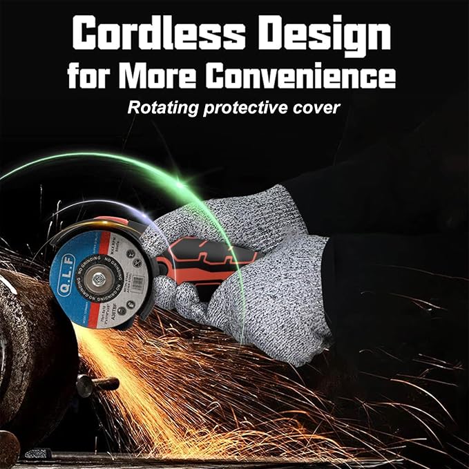 ZFULVO Cordless Angle Grinder Kit 19500RPM Mini Electric Metal Grinding | 2pcs 16.8V 2000mAh Battery with 6-Cutting Disc, 3inch Mini Angle Power Tool, Grinder Handheld Cutter for Metal Wood Grinding