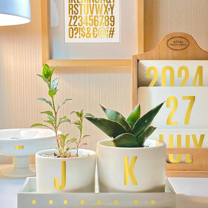 Letter Stickers 30 Sheets 1500 PCS Large Alphabet Sticker 2 Inch Vinyl Self Adhesive Stick on Stickers for Water Bottles Cup Mailbox Number Address Crafts Scrapbooking Bulletin Board Decor (Gold)