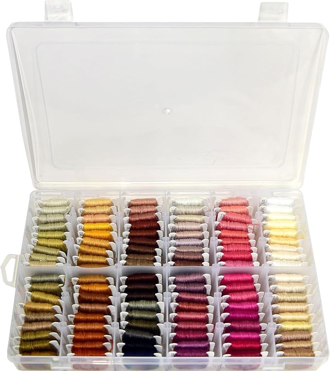 Embroidery Floss 447 Pre-Wound Threads on bobbins Fashionable Rainbow Color Friendship Bracelet String Cross Stitch Embroidery Thread, Craft Floss with Organizer Storage Box
