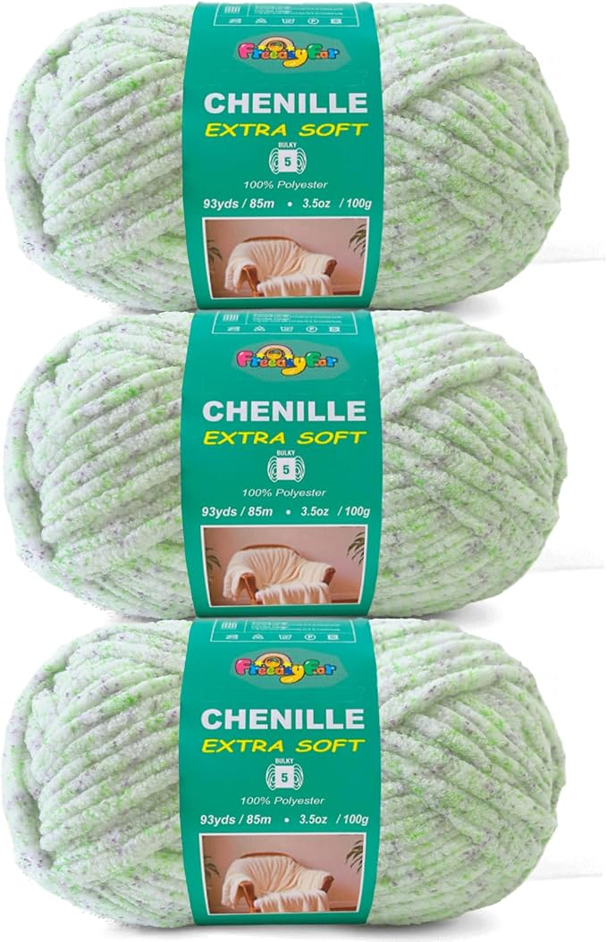 Super Soft Velvet Chenille Yarn for Crocheting and Knitting-Easy to Crochet-Bulky, 3.5oz/93yds of Each Skein-Chunky Plush Yarn for Hand Craft Blanket Ammigurumi DIY (Spring Meadow, 3 Pack)